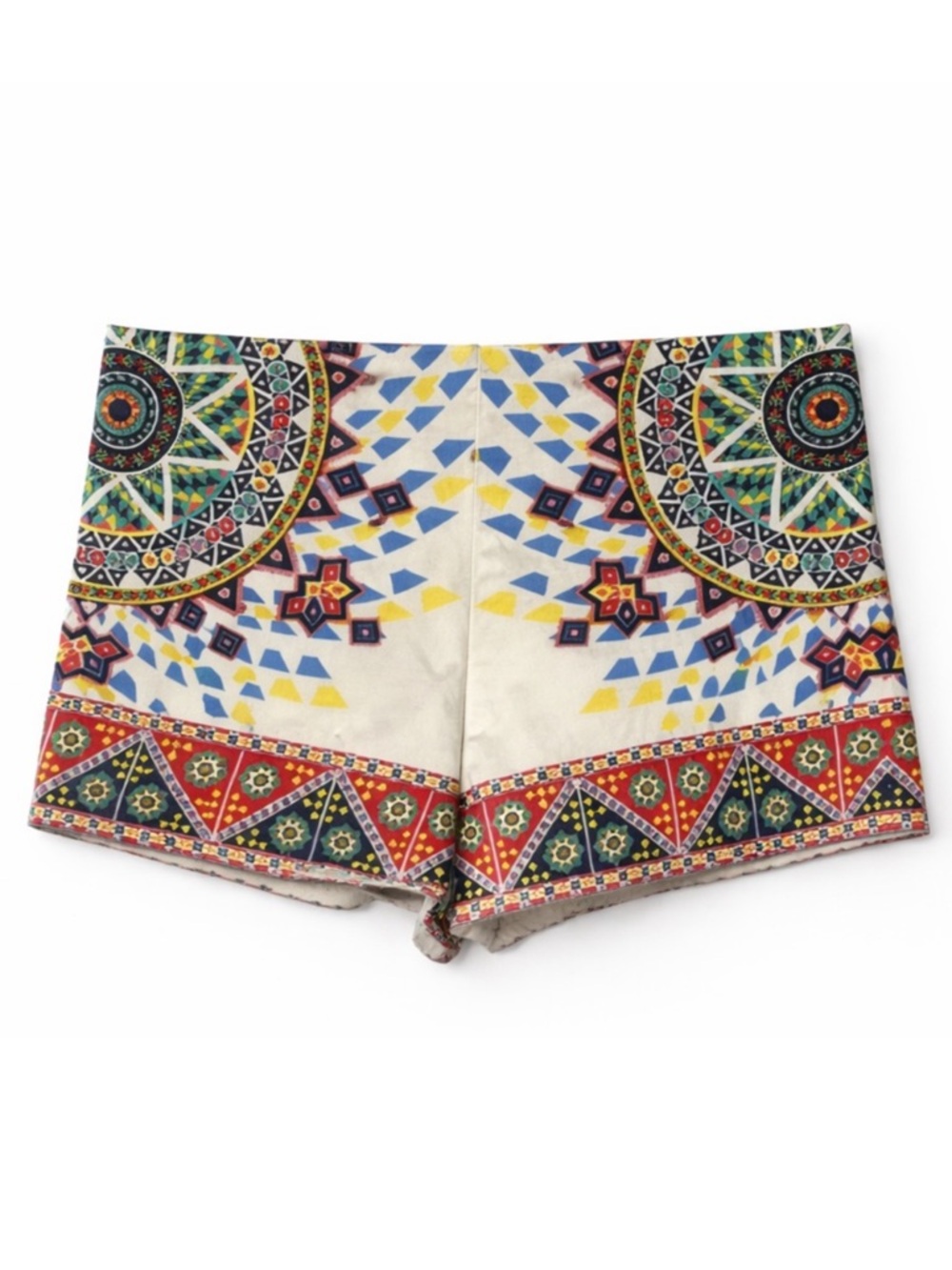 Anthropologie Flying Tomato Boho High Waist Geometric Shorts Cream Size L